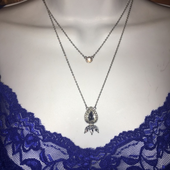 🆕Gorgeous double crystal pendant necklace NWT - Picture 1 of 8